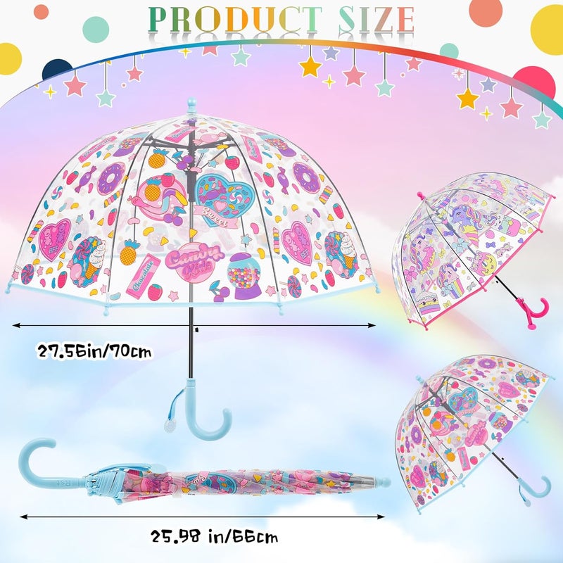 Fabbay 2 Pcs Kids Clear Bubble Umbrella Unicorn with Easy Grip Curved Handle Transparent Bubble Umbrella for Toddler Girls - Image 2